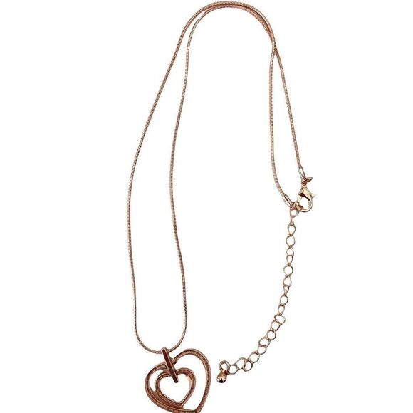 Double Hearts Pendant with Diamonds Necklace in Rose Gold-Tone - Picture 6 of 7